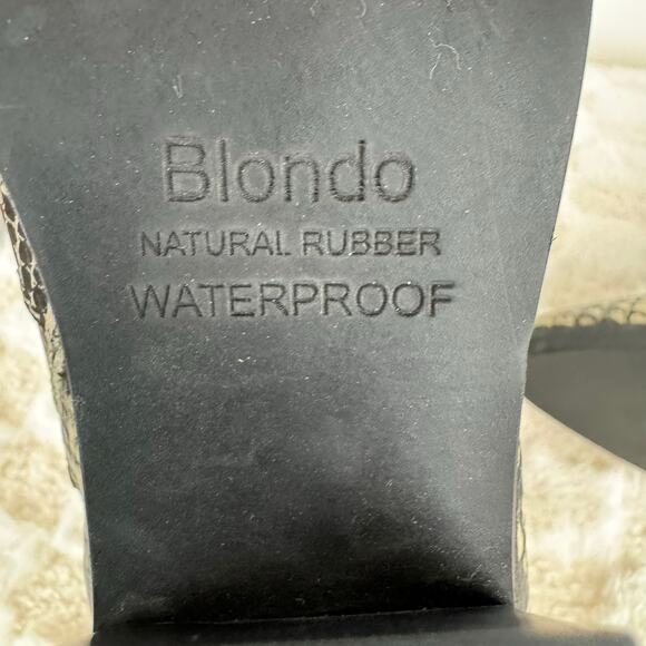 BLONDO QUE SNAKE PRINT‎ LEATHER WATERPROOF BOOTIES IN BLACK NWOB SIZE 6.5M - Picture 11 of 12